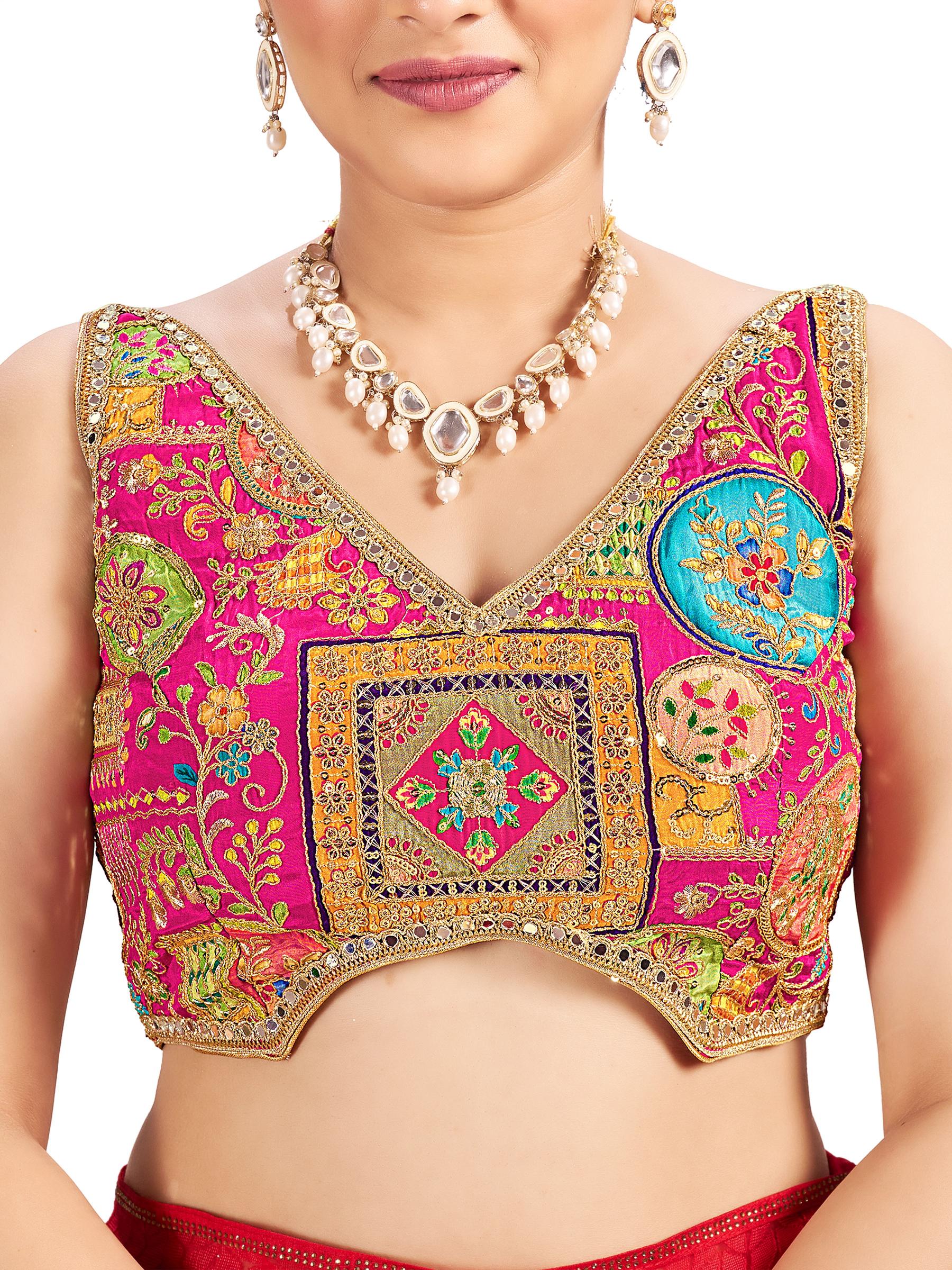 Pink Silk Readymade Blouse