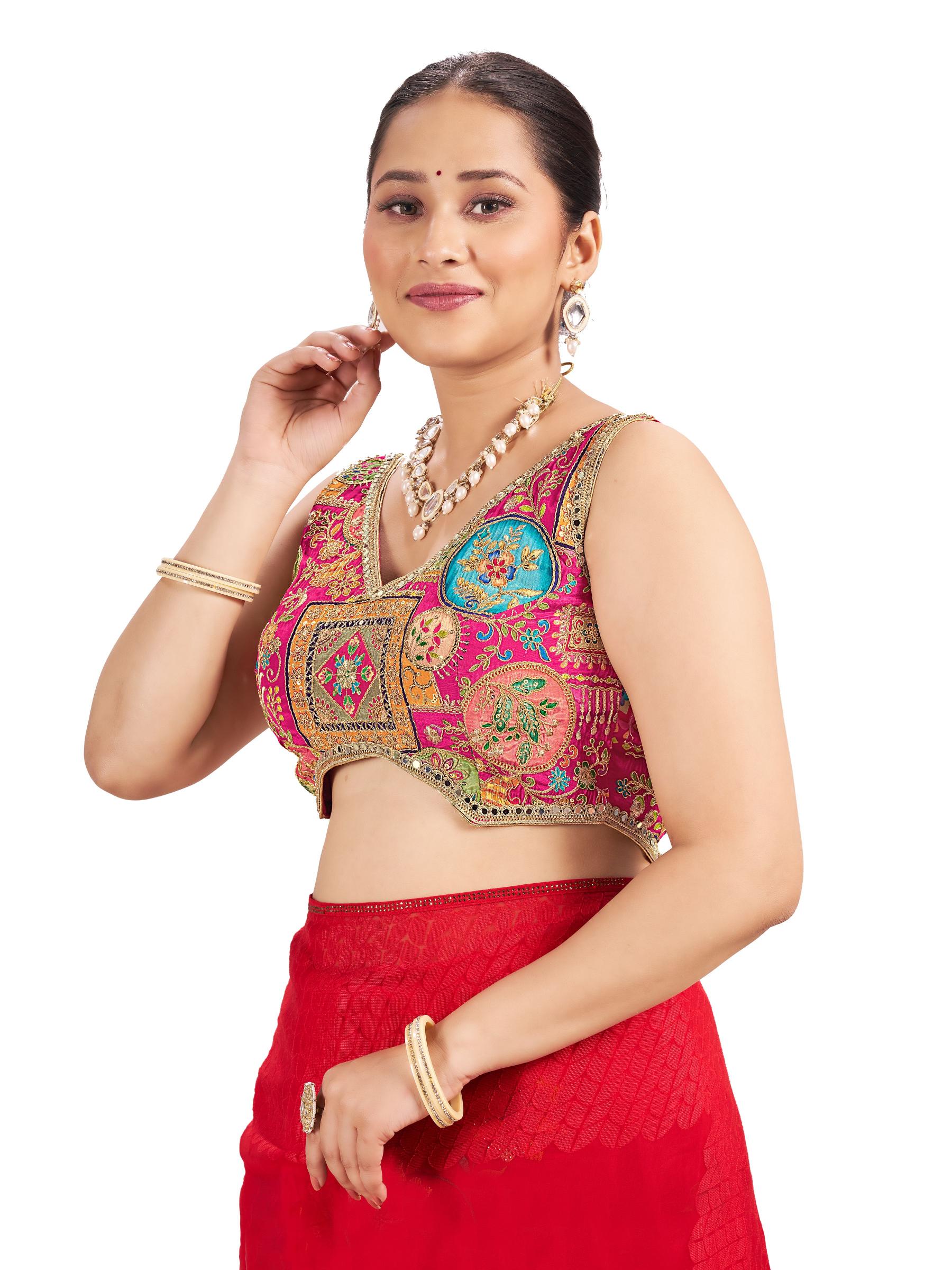 Pink Silk Readymade Blouse