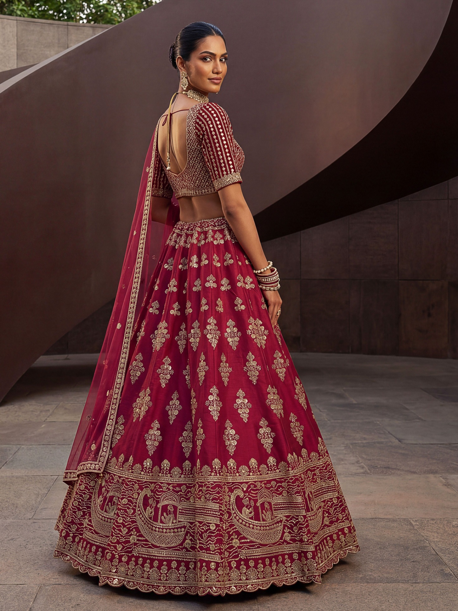 Pink Silk Zardosi Embroidered Bridal Lehenga Choli — alternate view