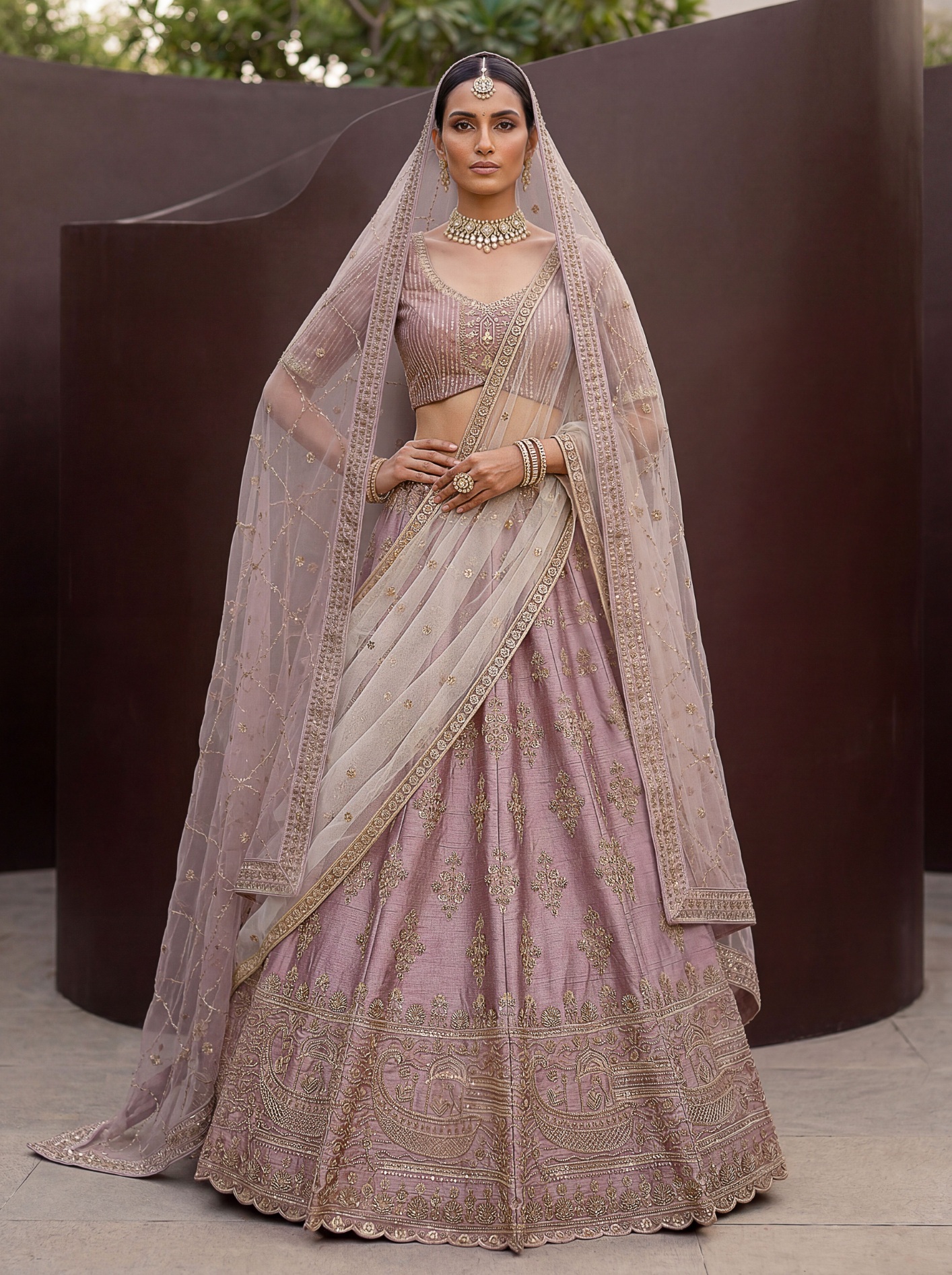 Pink Silk Zardosi Embroidered Festive Lehenga Choli