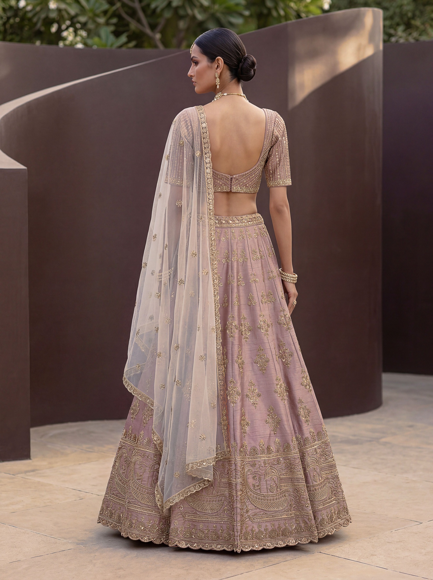 Pink Silk Zardosi Embroidered Festive Lehenga Choli — alternate view