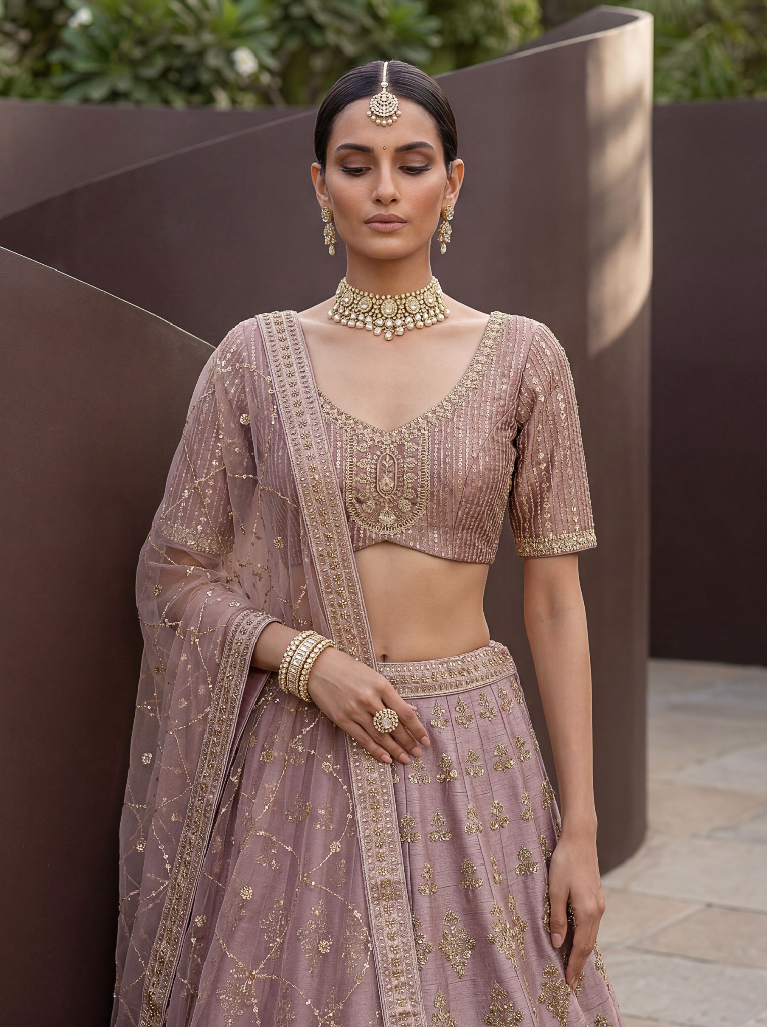 Pink Silk Zardosi Embroidered Festive Lehenga Choli
