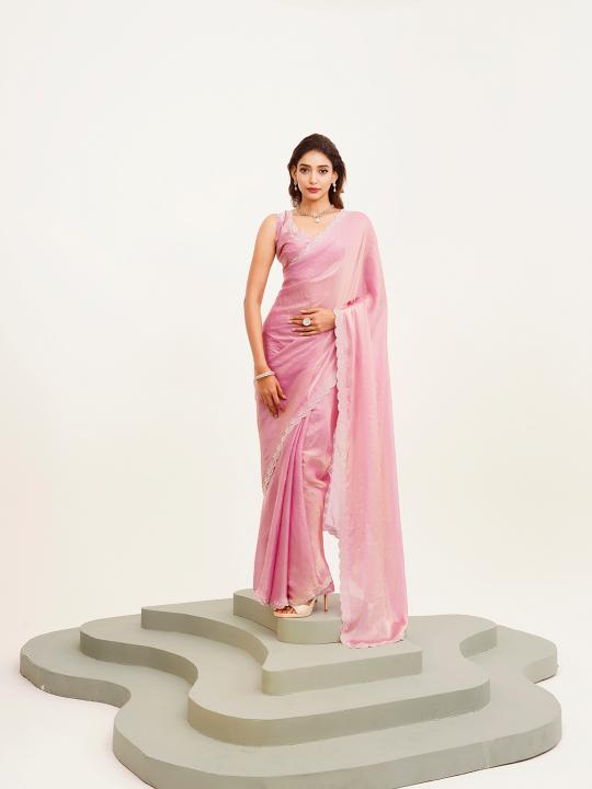 Pink Silk blend Saree