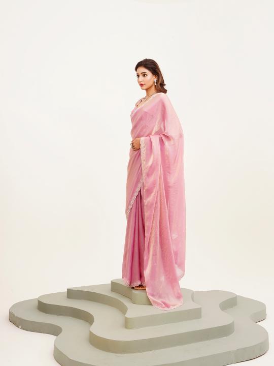 Pink Silk blend Saree