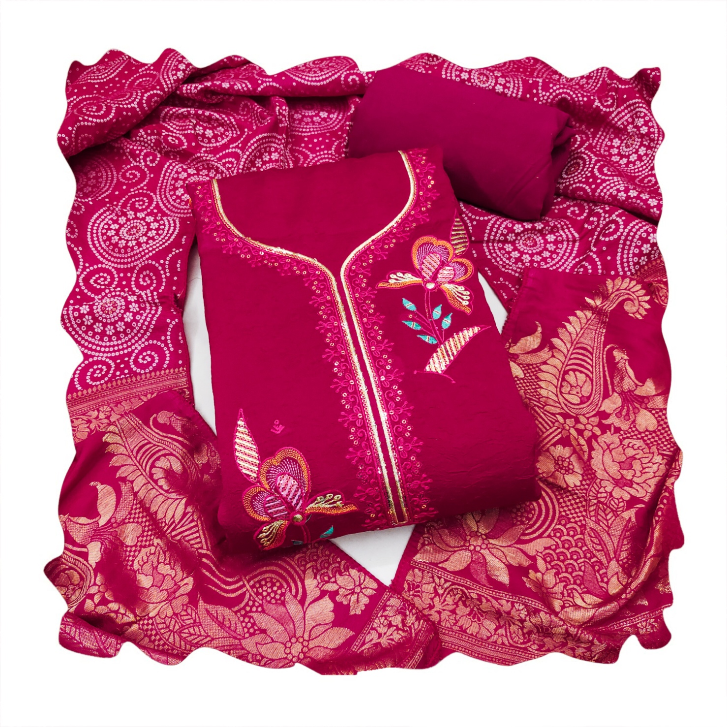 Pink Soft Georgette Floral Printed Salwar Suit — alternate view
