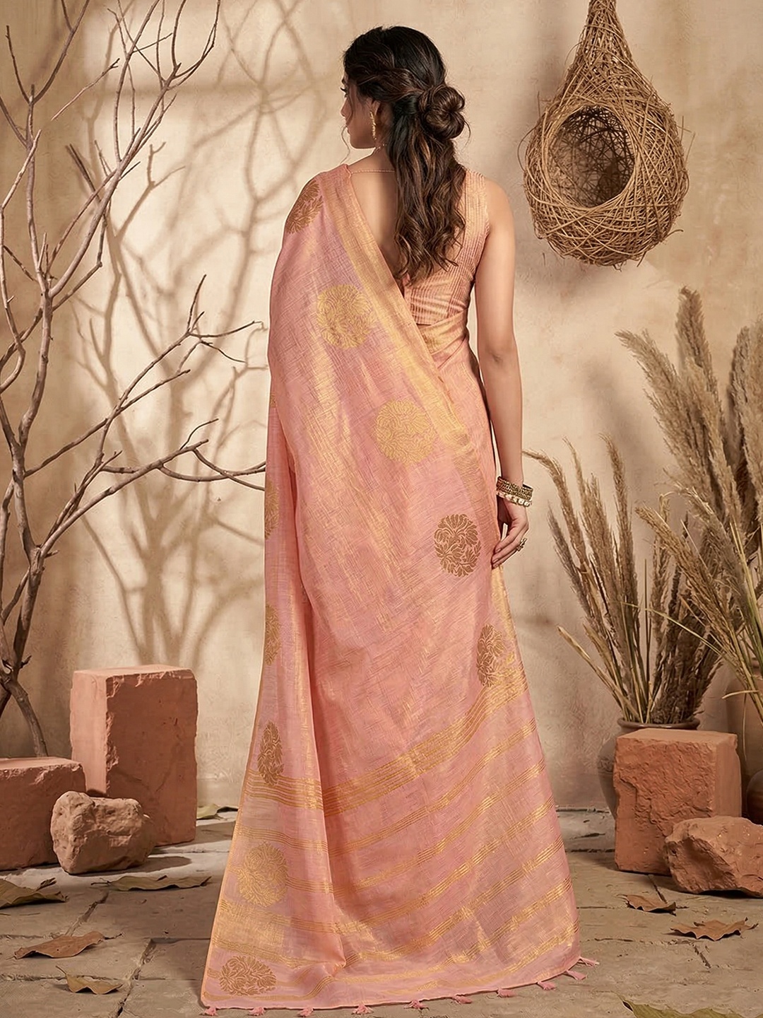 Pink Soft Sheen Tissue Silk Saree — alternate view