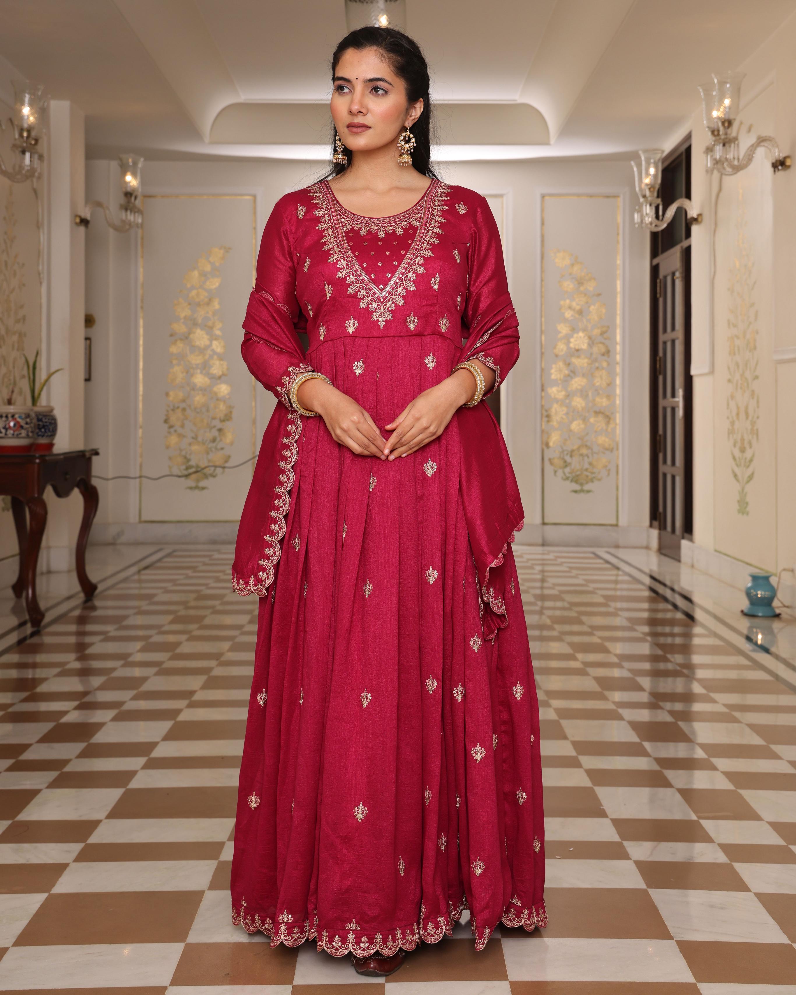 Pink Soft Silk Embroidered Readymade Suit