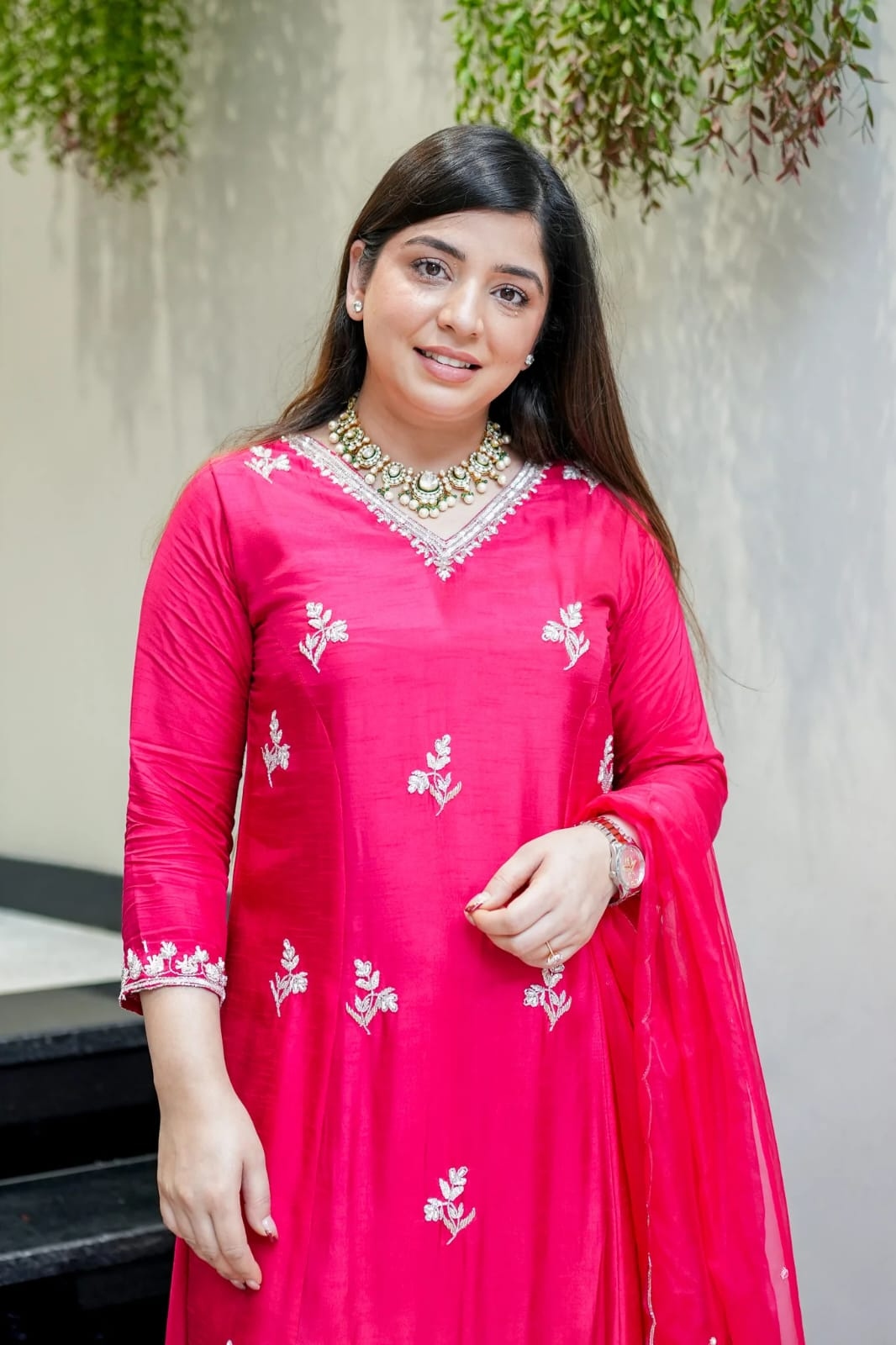Pink Solid Muslin Salwar Suit