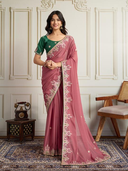 Pink Star Georgette Saree