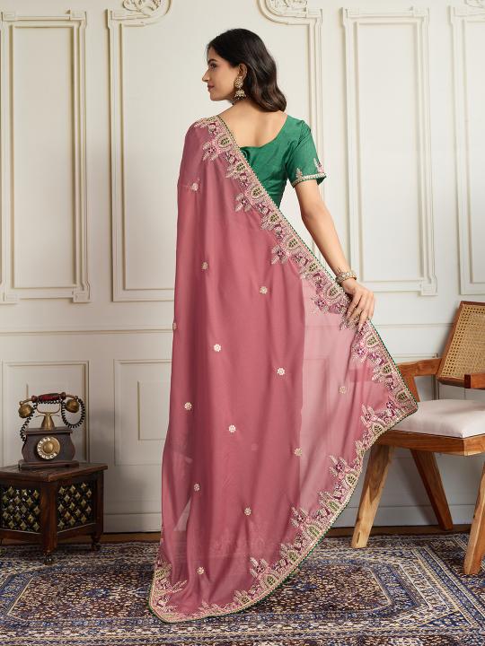 Pink Star Georgette Saree — alternate view
