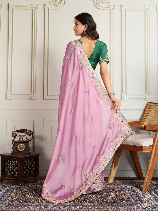 Pink Star Georgette Saree — alternate view