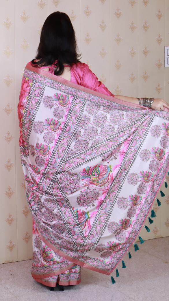Pink Tussar Silk Saree — alternate view