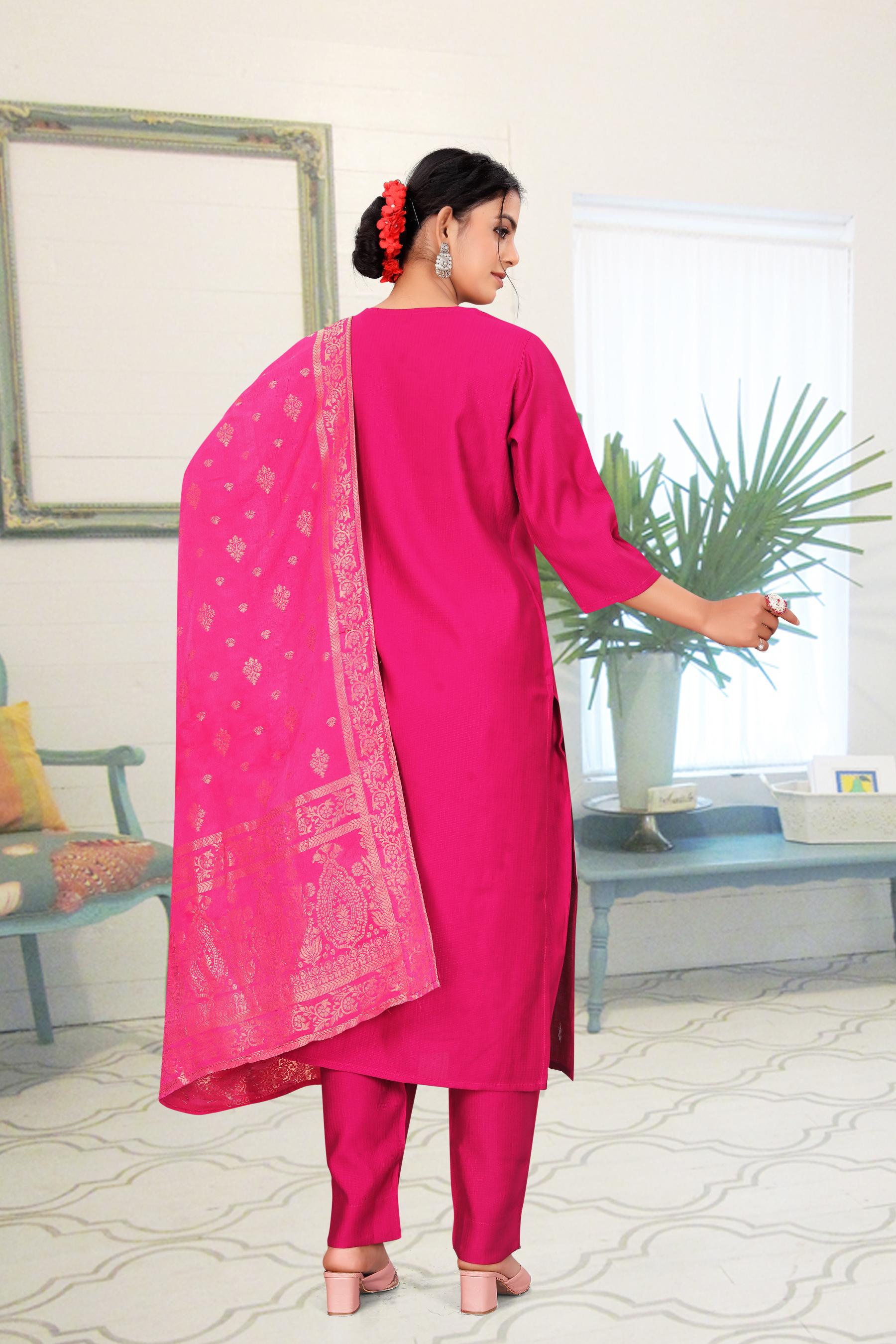 Pink Vatican Foil Print Embellished Salwar Suit — alternate view