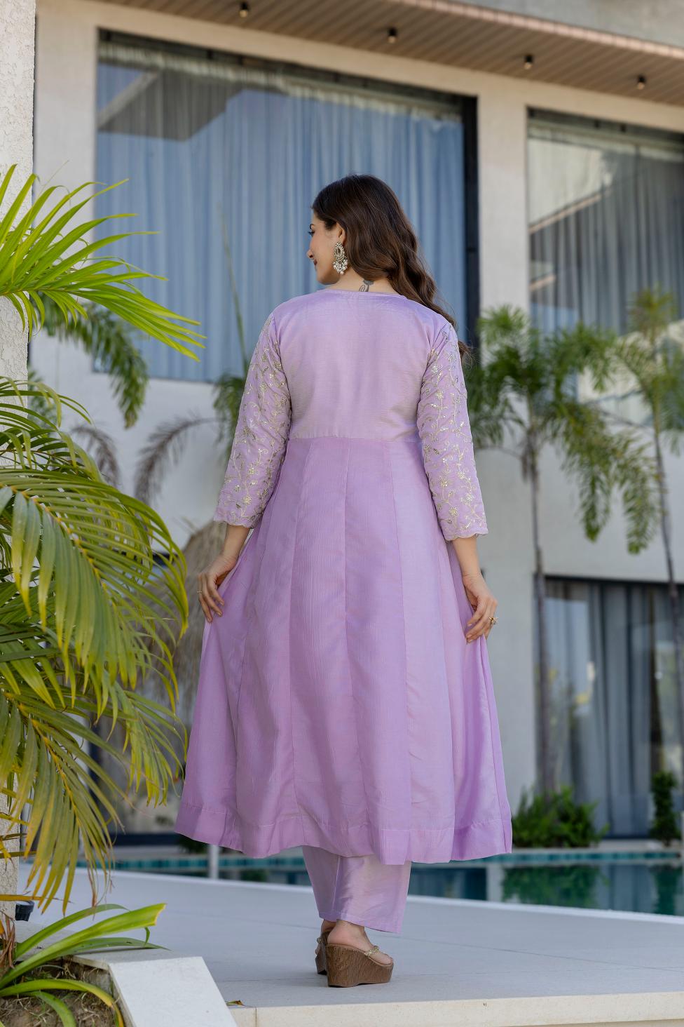 Pink Vichitra Silk Embroidered Salwar Suit — alternate view