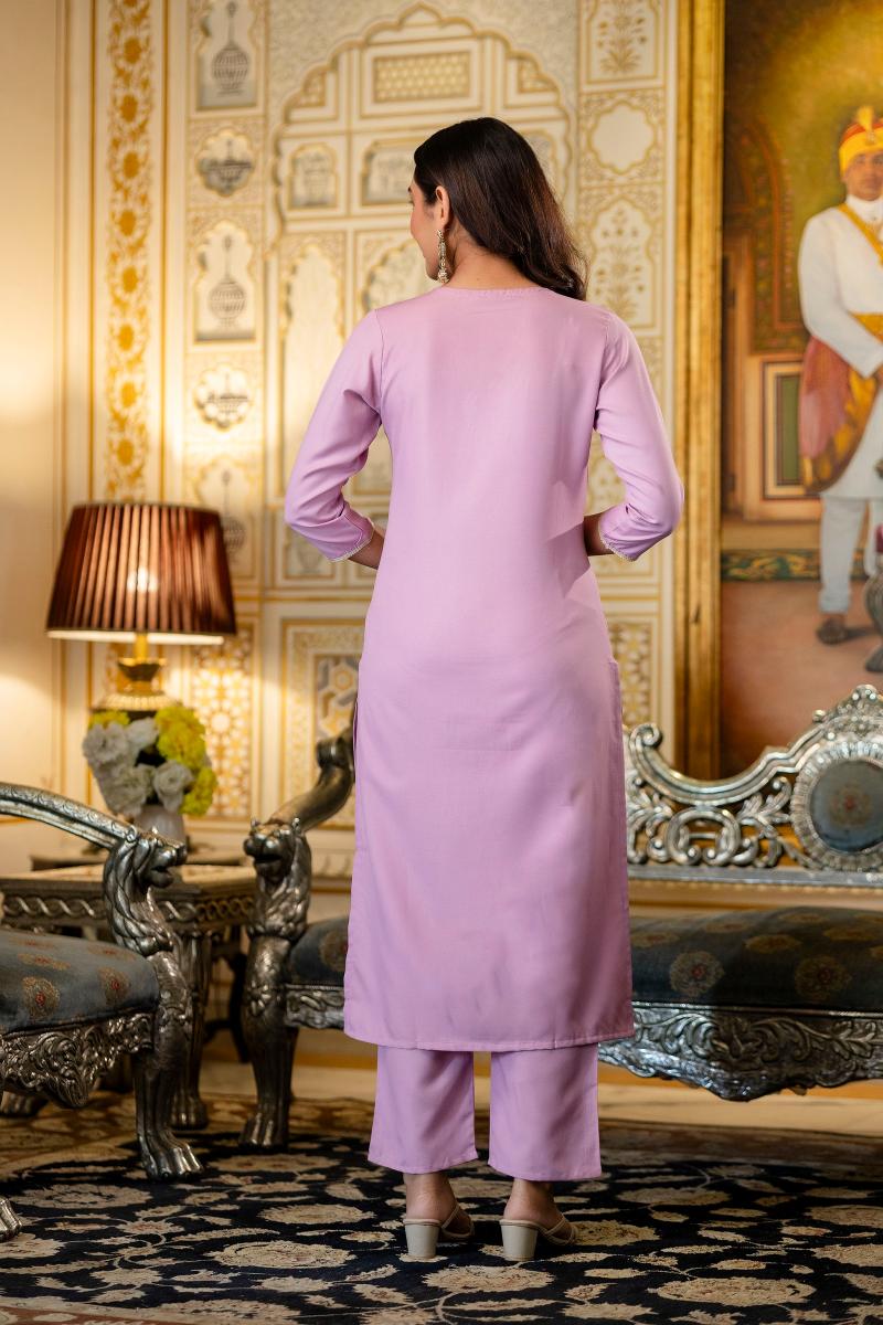 Pink Viscose Rayon Embroidered Salwar Suit — alternate view