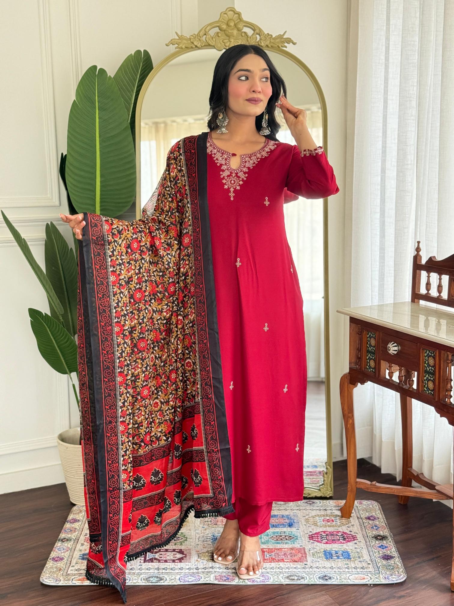 Pink Viscose Rayon Salwar Suit