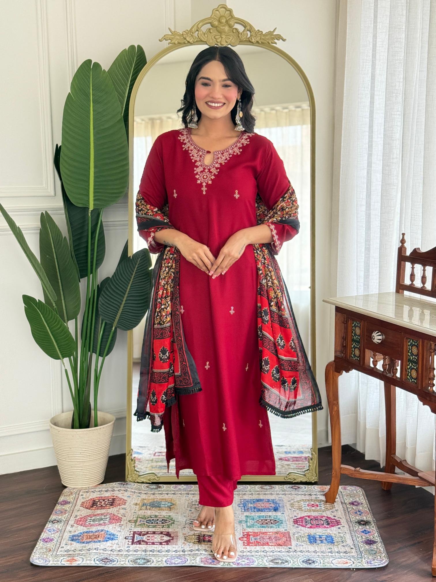 Pink Viscose Rayon Salwar Suit