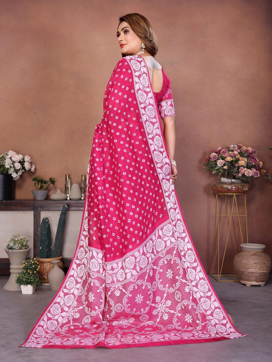 Pink Viscose Silk Printed Saree — alternate view