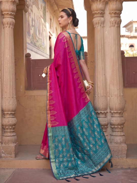 Pink Woven Designer Soft Silk Saree