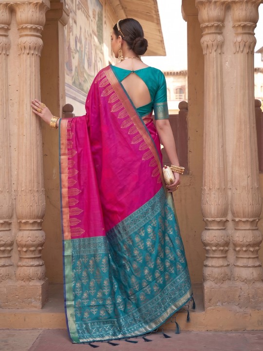 Pink Woven Designer Soft Silk Saree