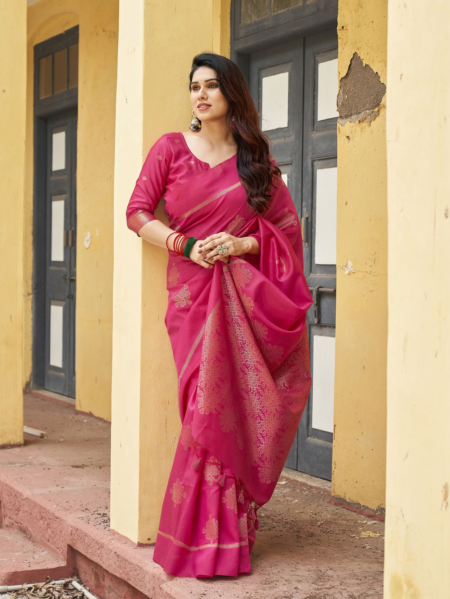 Pink Woven Paithani Pallu Khadi Raw Silk Saree