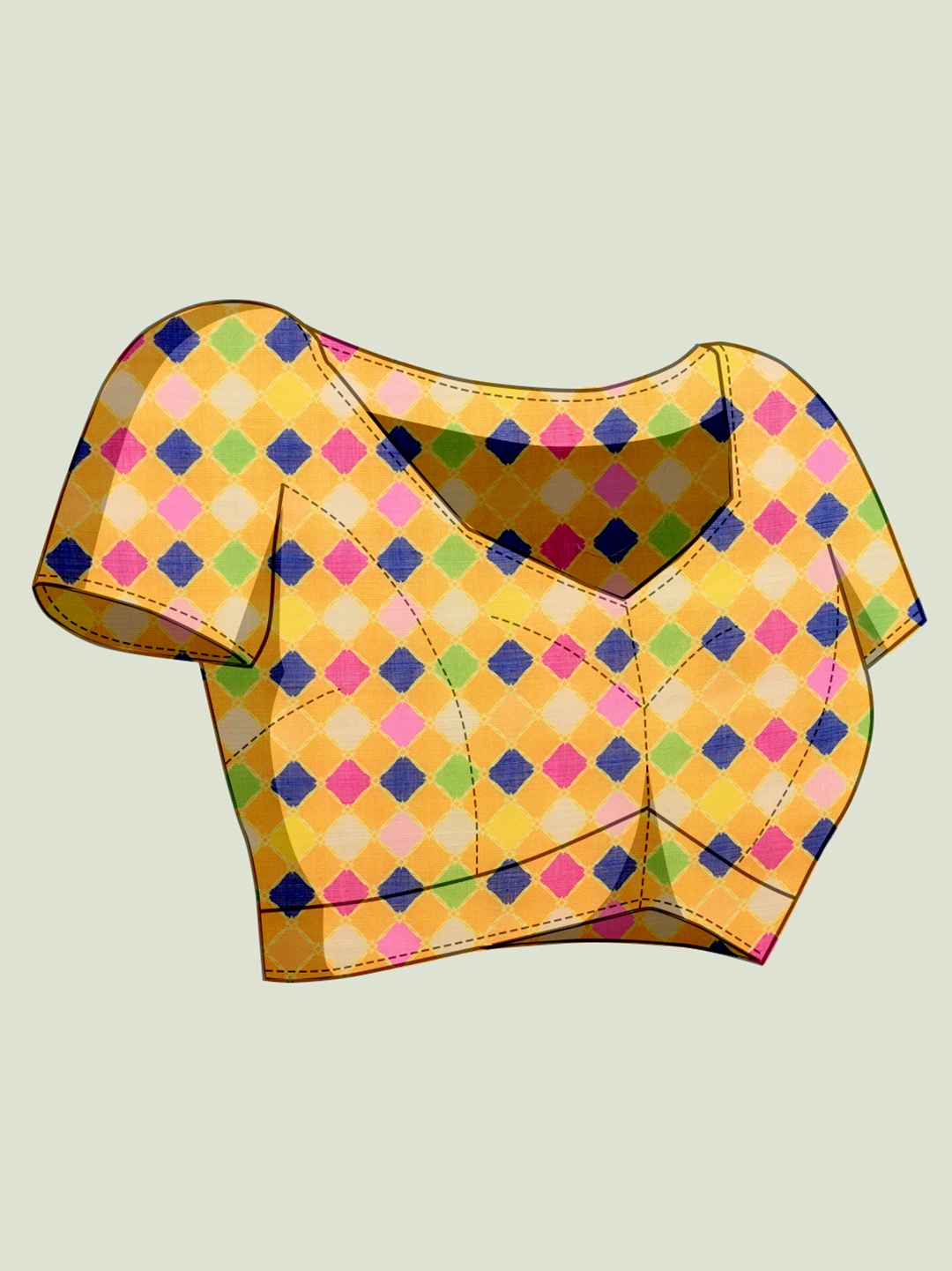 Pink Yellow Printed Jari Border Linen Saree