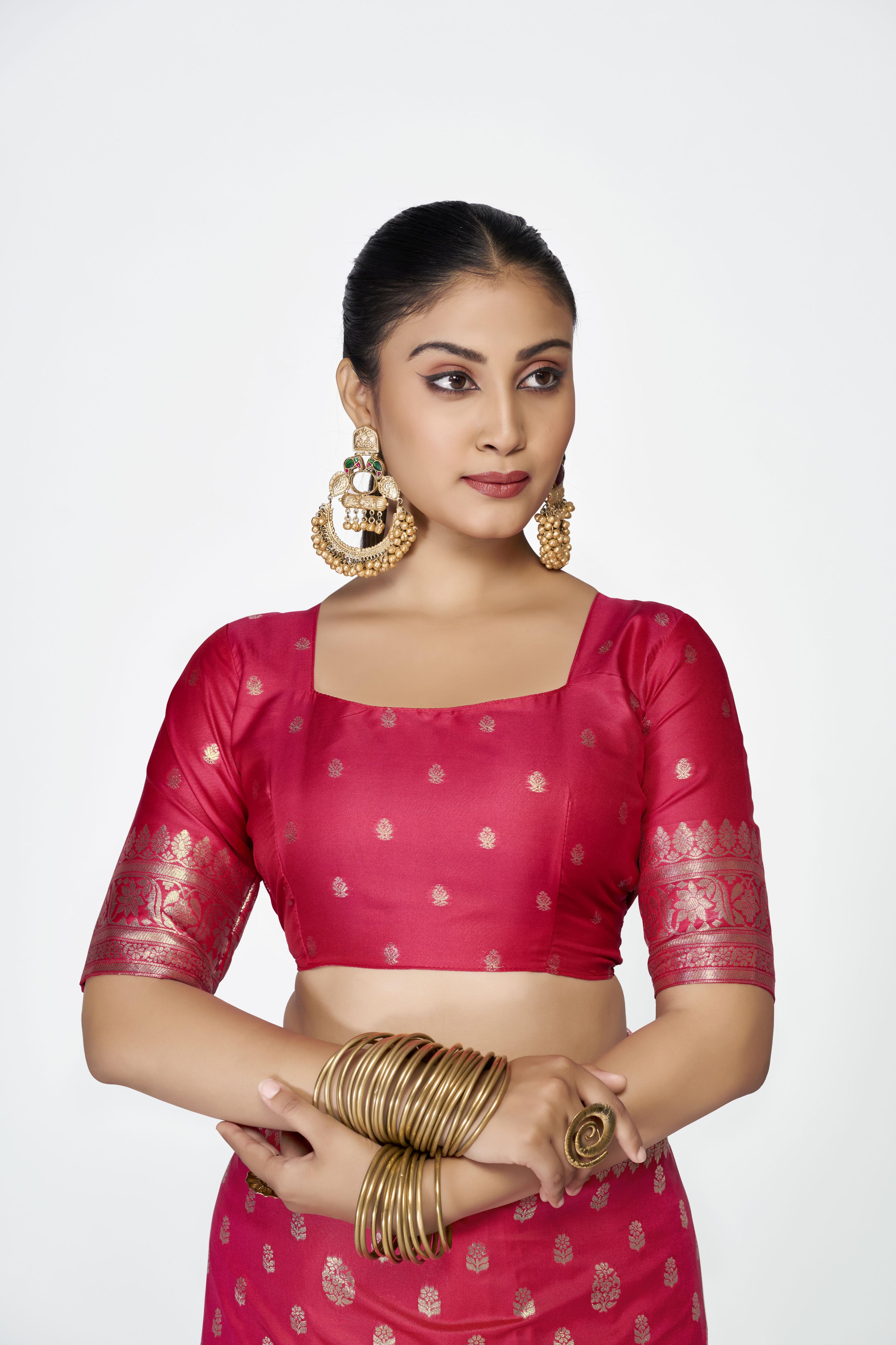 Pink Zari Butti Designer Banarasi Silk Saree