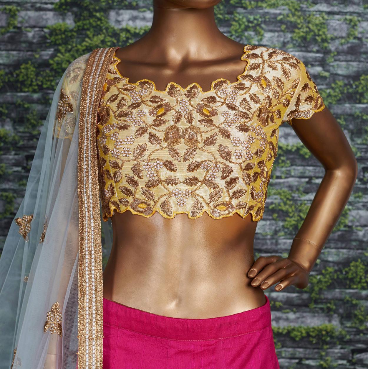 Pink Zari Mulberry Silk Lehenga Choli