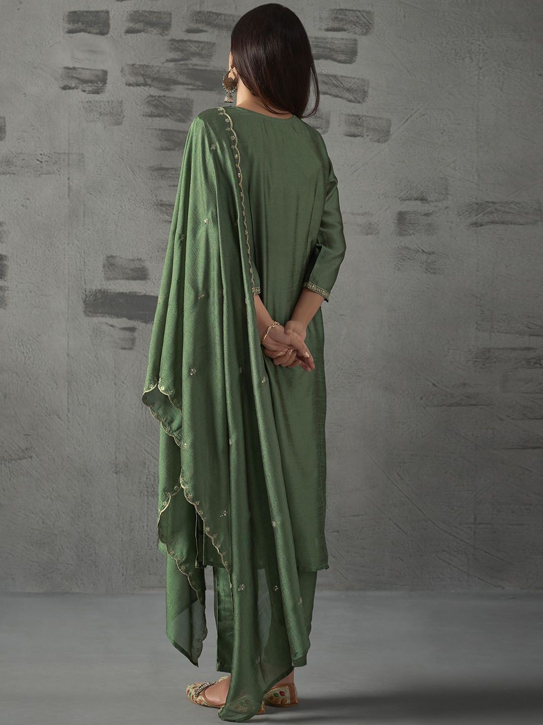 Pisra Heritage Embroidered Vichitra Silk Salwar Suit — alternate view