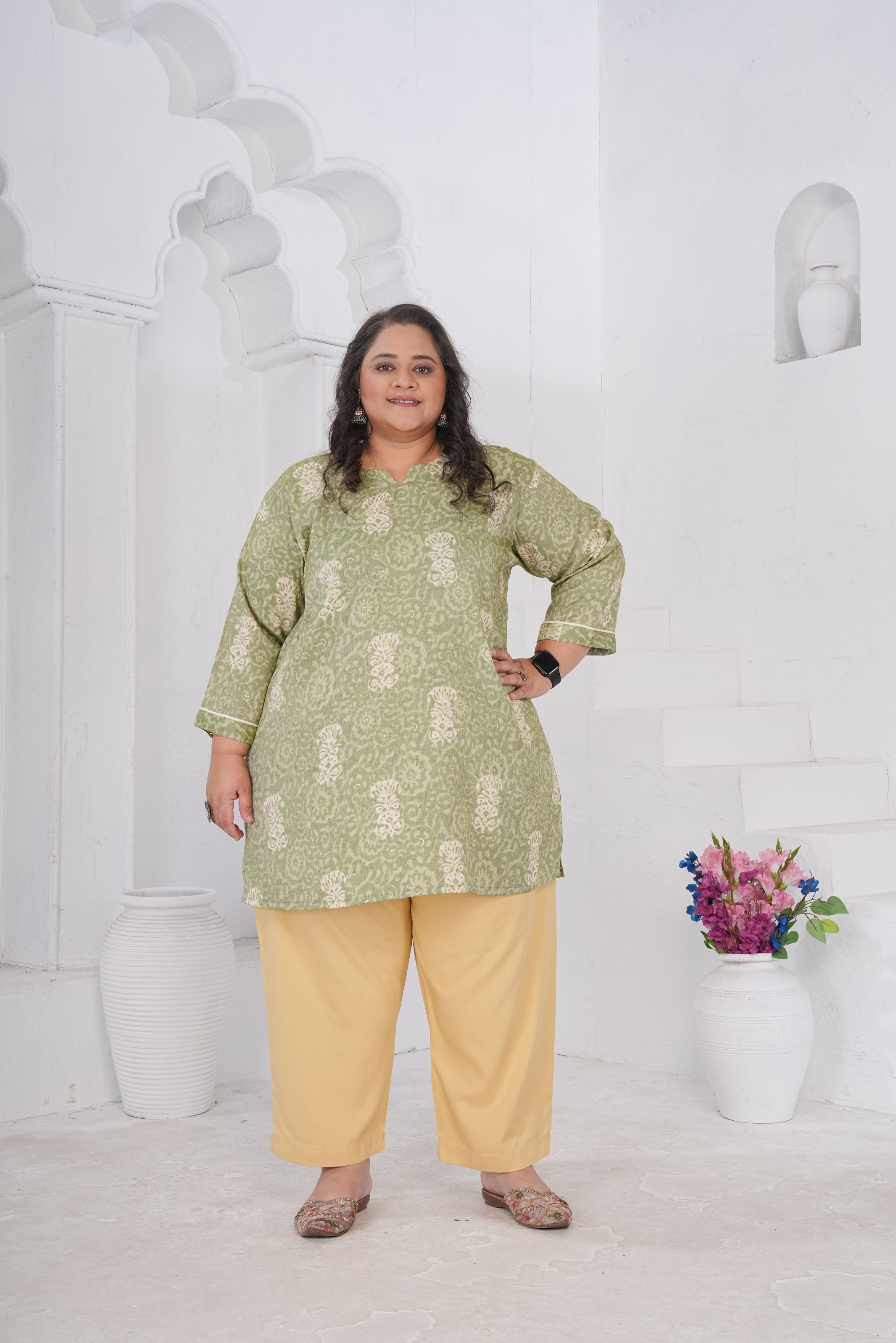 Pista Buti Printed Rayon Slub Kurti