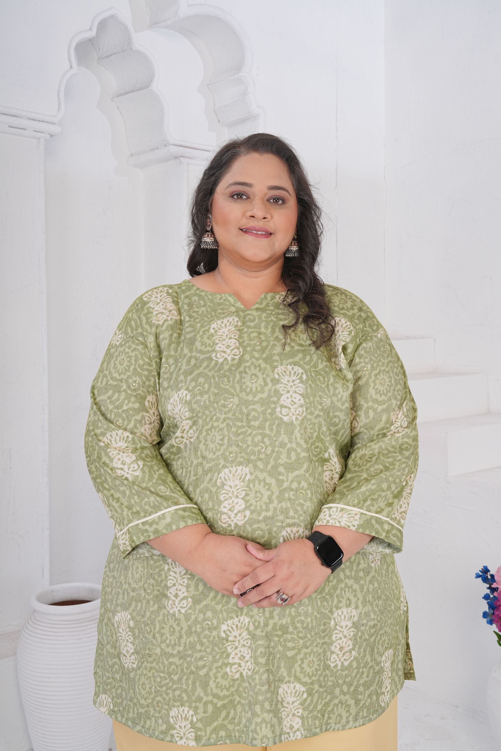 Pista Buti Printed Rayon Slub Kurti