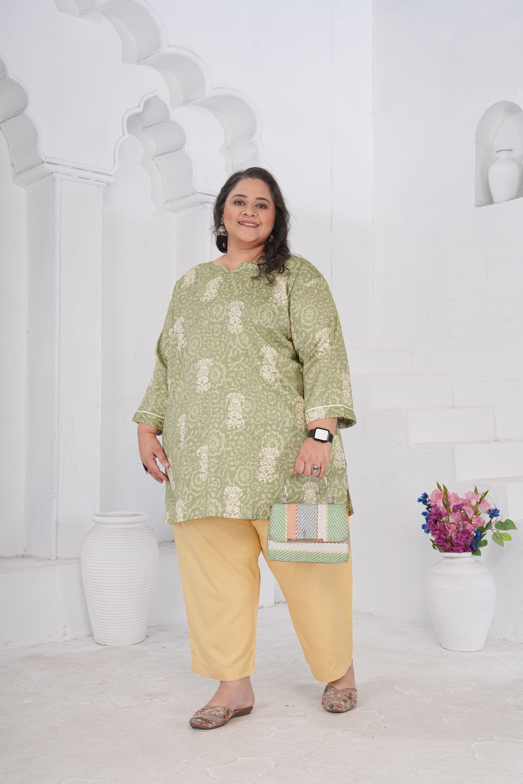 Pista Buti Printed Rayon Slub Kurti