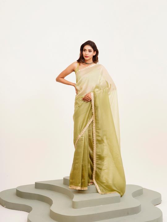 Pista Chiffon Saree
