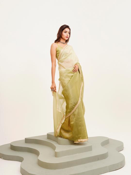 Pista Chiffon Saree