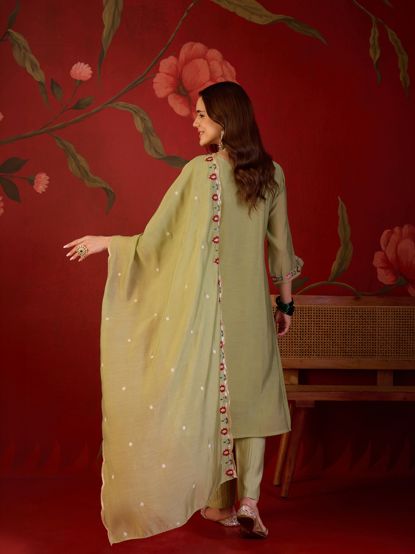 Pista Designer Embroidery Mul Cotton Straight Suit — alternate view