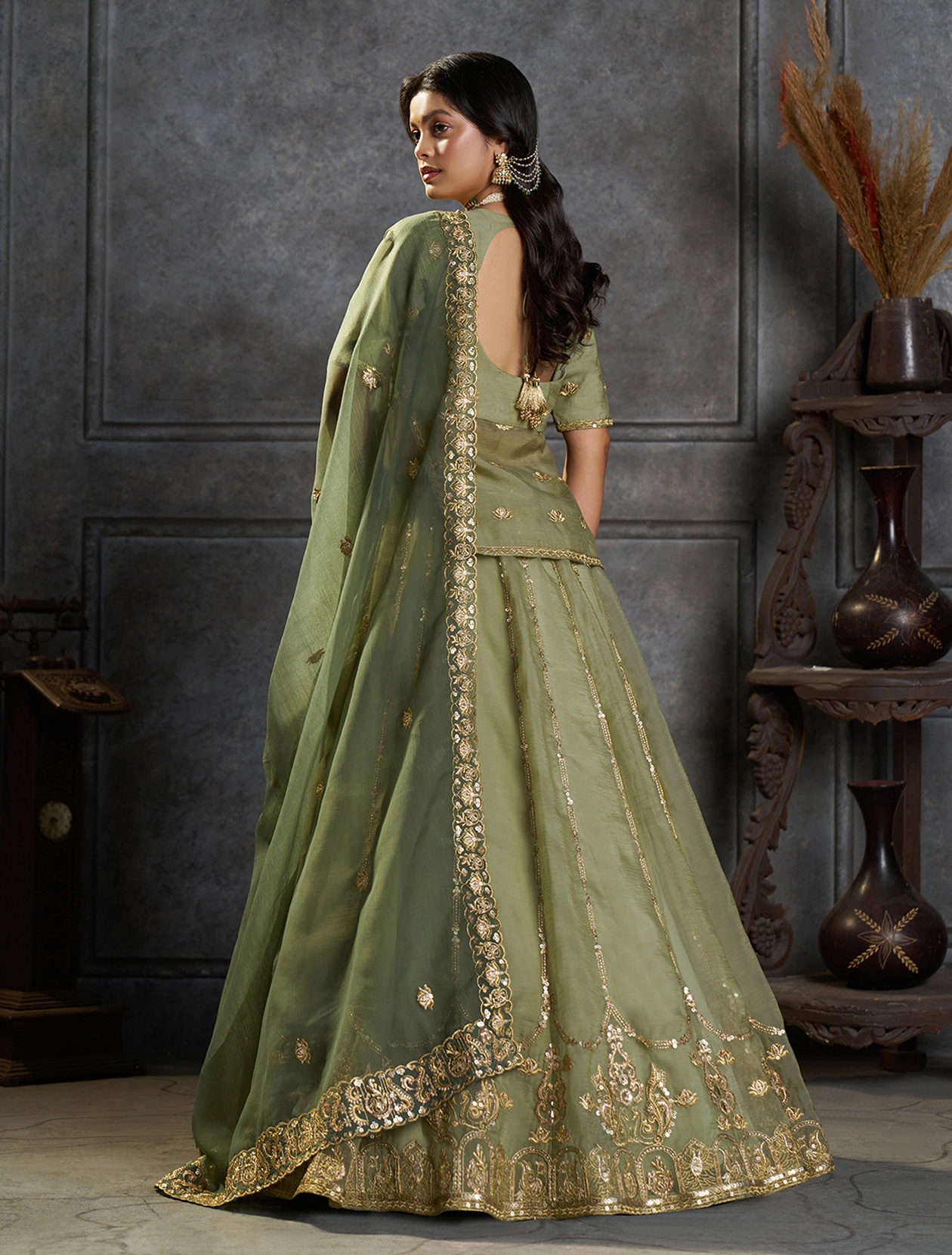 Pista Designer Embroidery Organza Lehenga Choli — alternate view