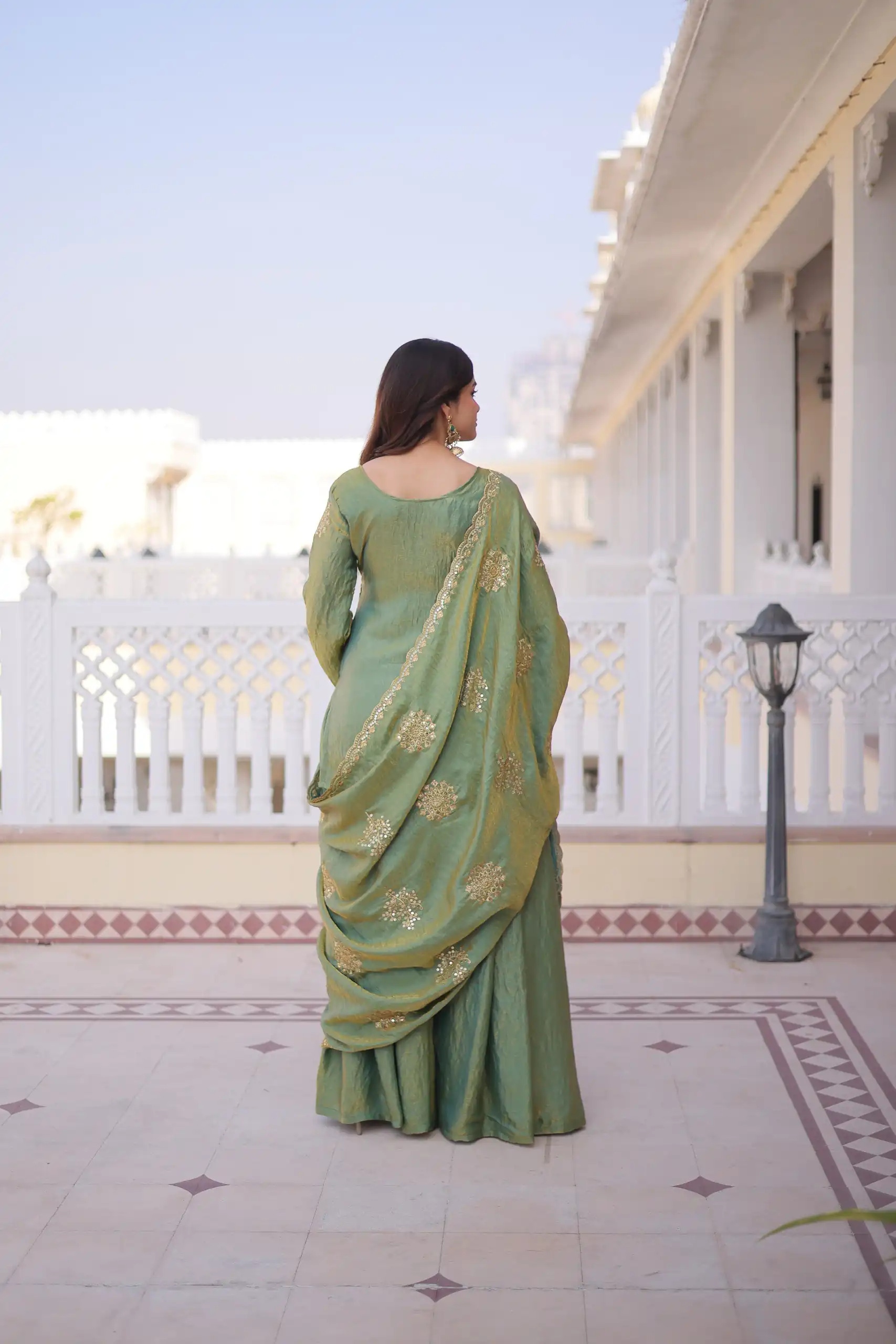 Pista Designer Embroidery Work Fendy Palazzo Suit — alternate view