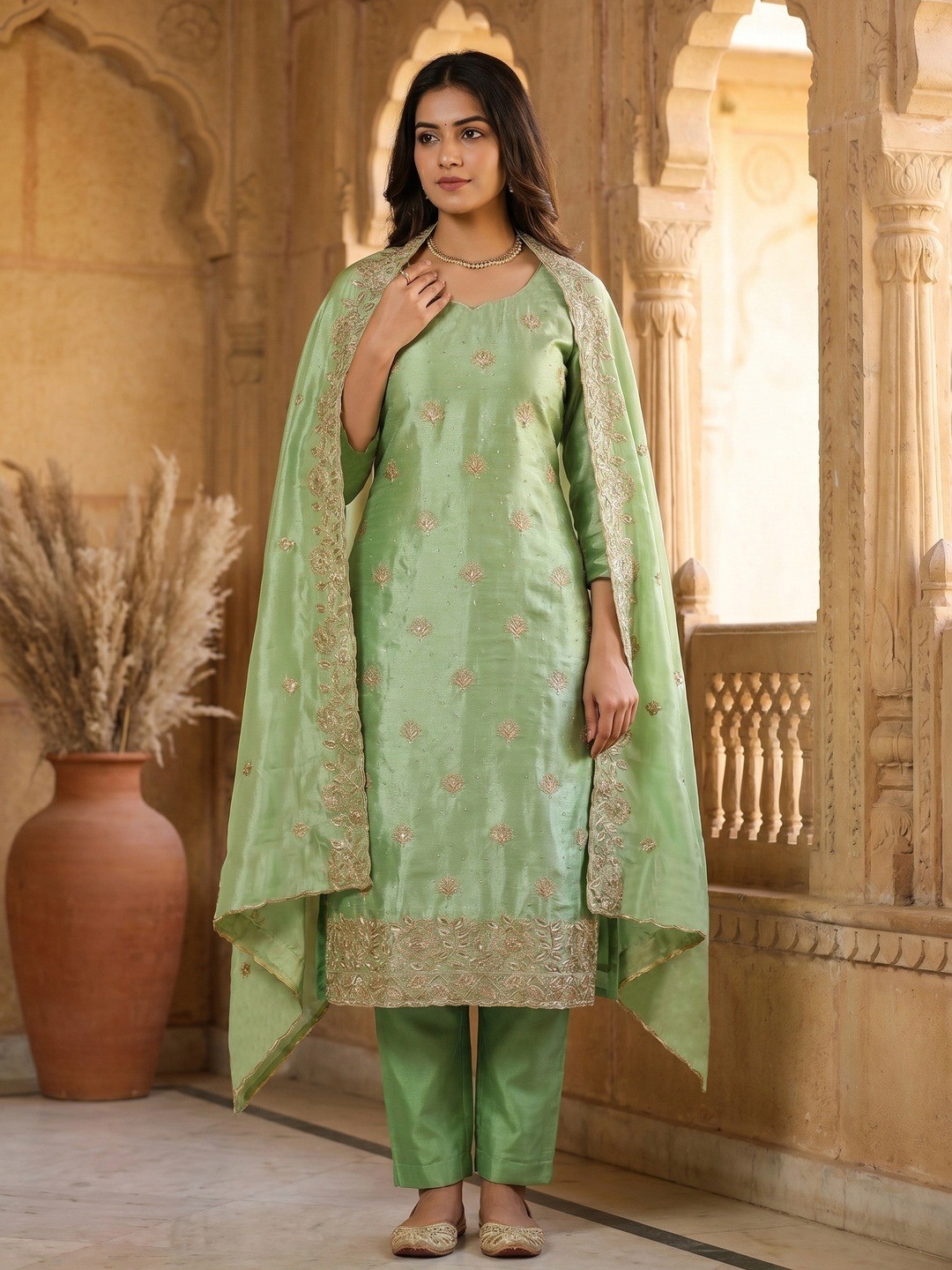 Pista Embroidered Jimmy Chu Straight Salwar Suit