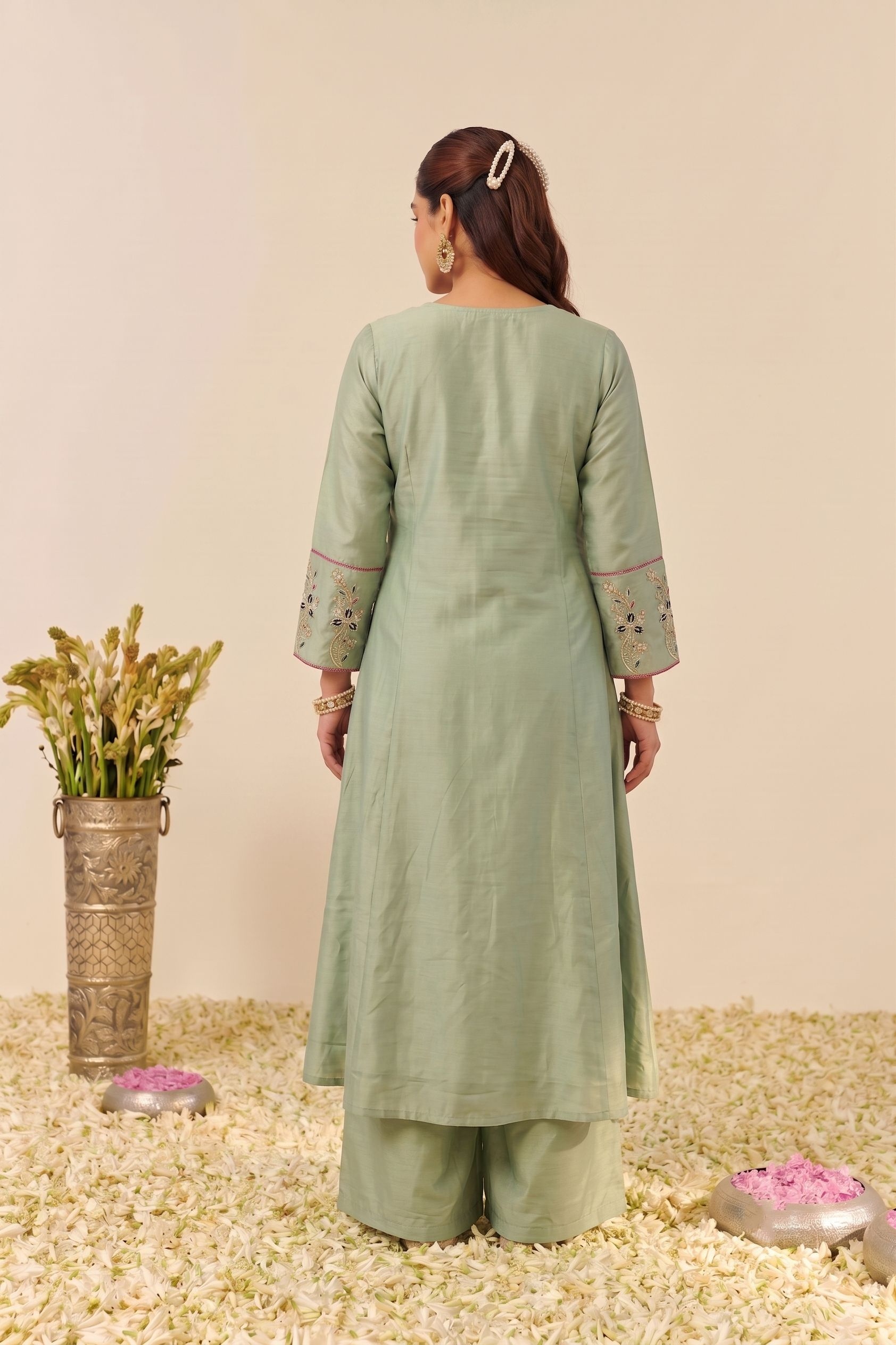 Pista Embroidered Simmer Silk Anarkali Suit — alternate view