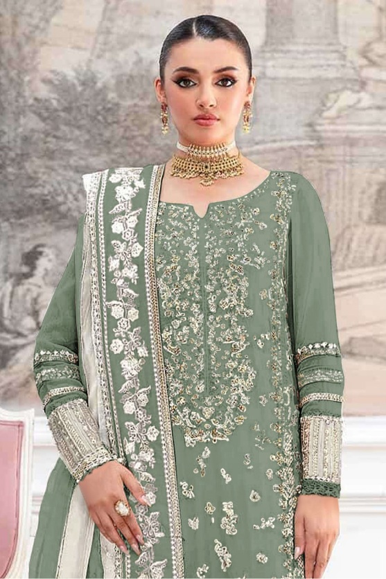 Pista Floral Embroidered Crunchy Silk Salwar Suit — alternate view