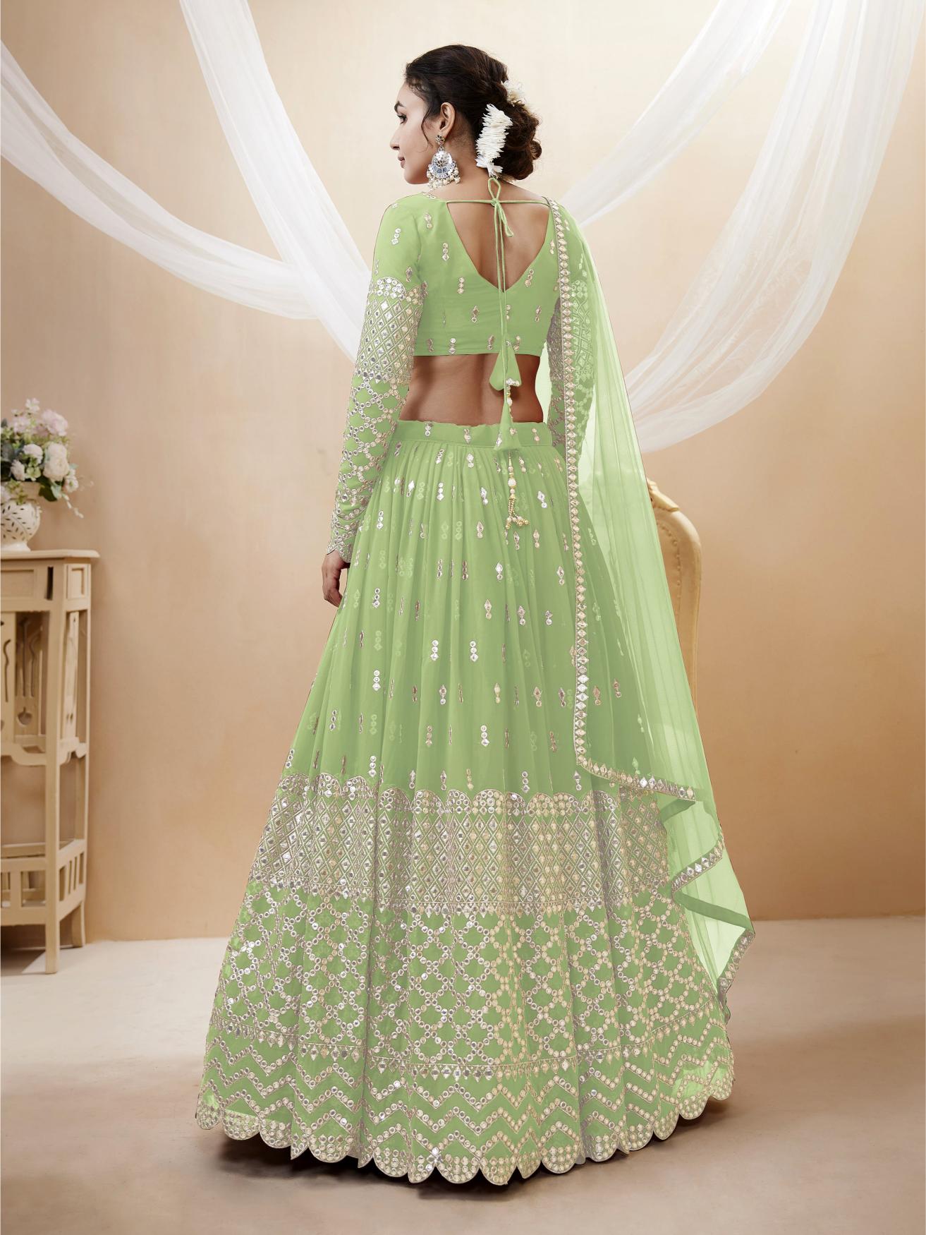 Pista Georgette Lehenga