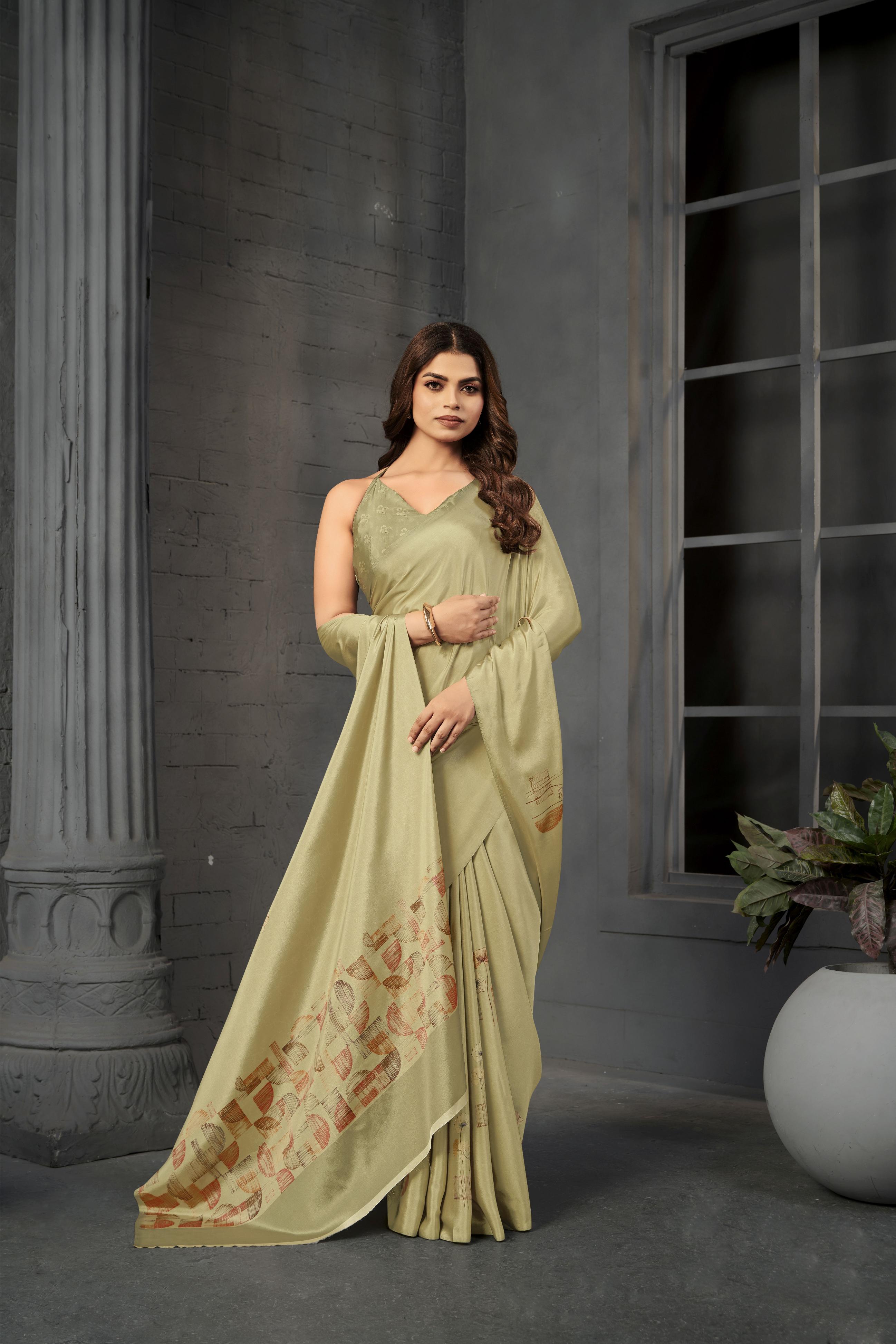 Pista Malai Crepe Silk Saree