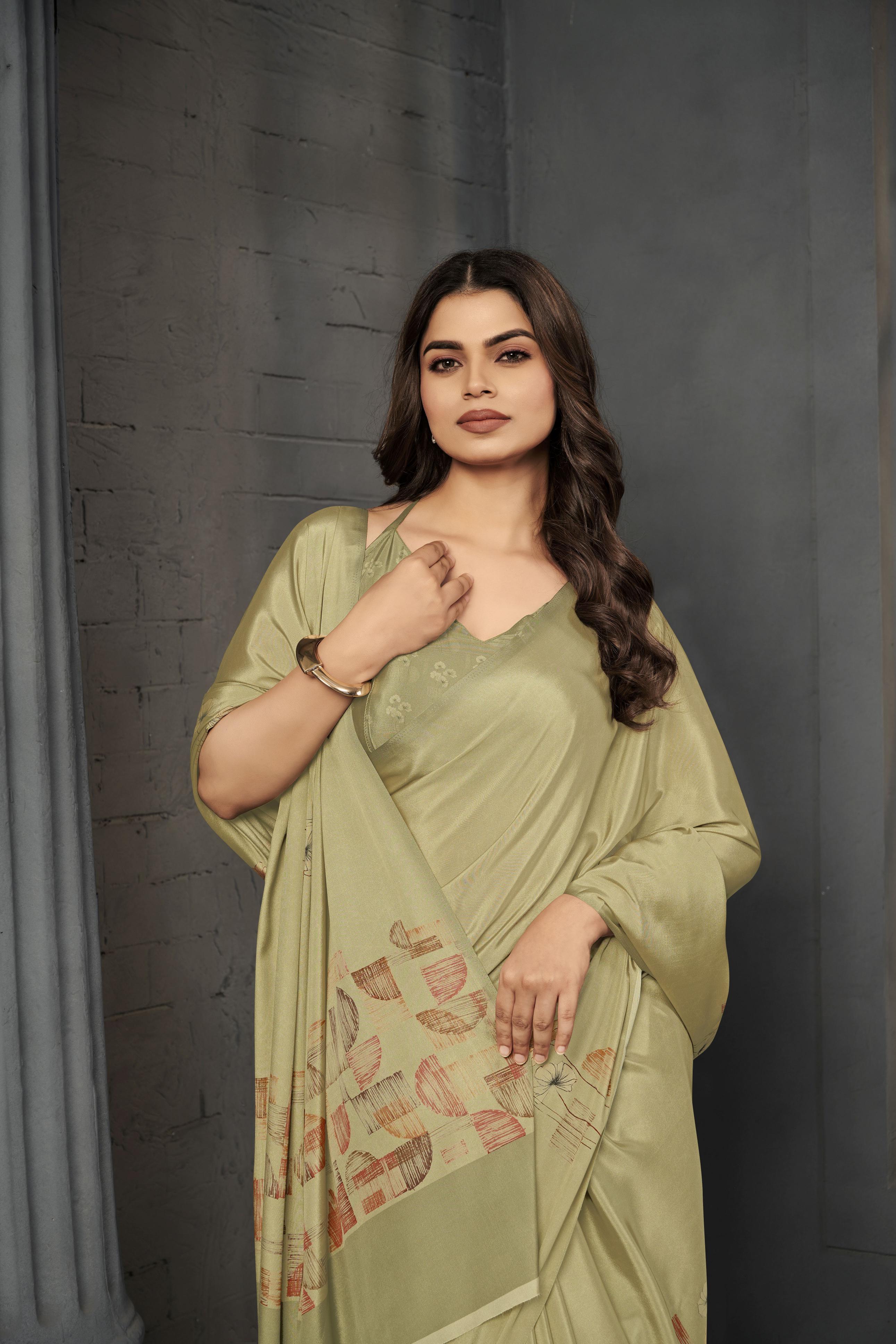 Pista Malai Crepe Silk Saree