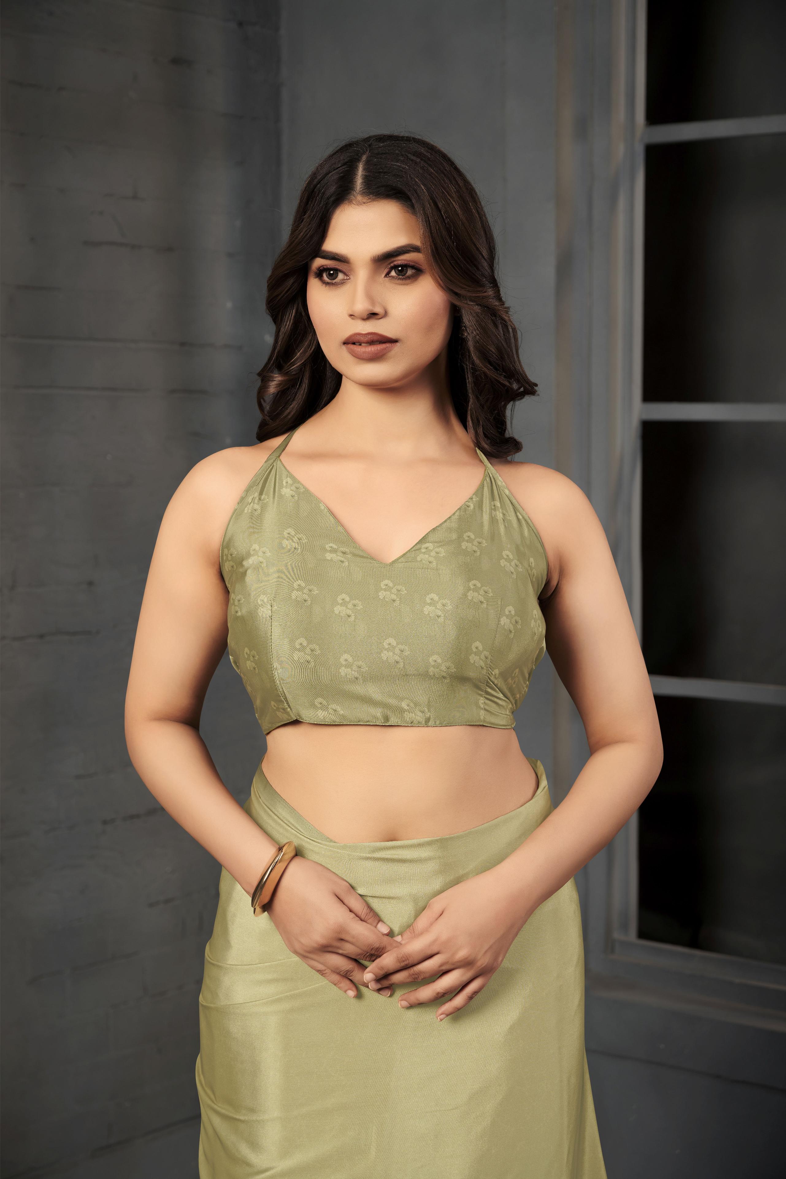 Pista Malai Crepe Silk Saree