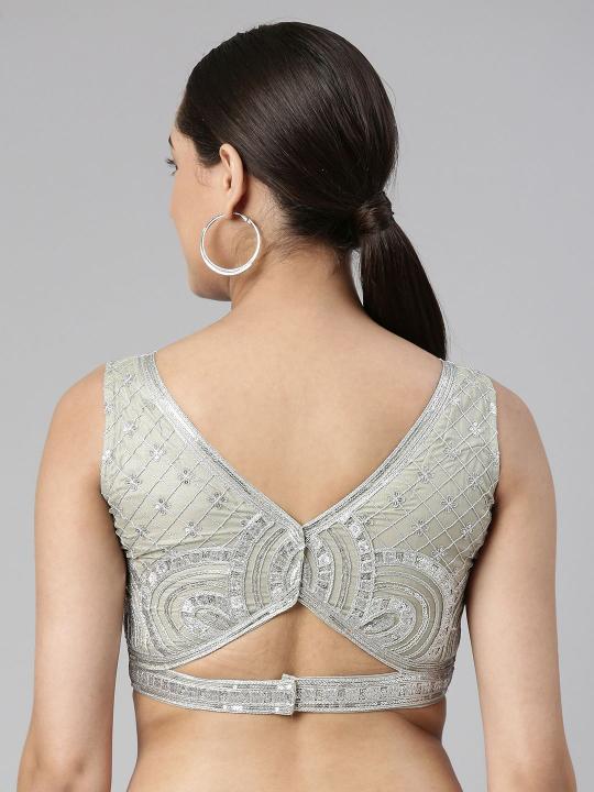 Pista Net Heavy Embroidery Readymade Blouse — alternate view