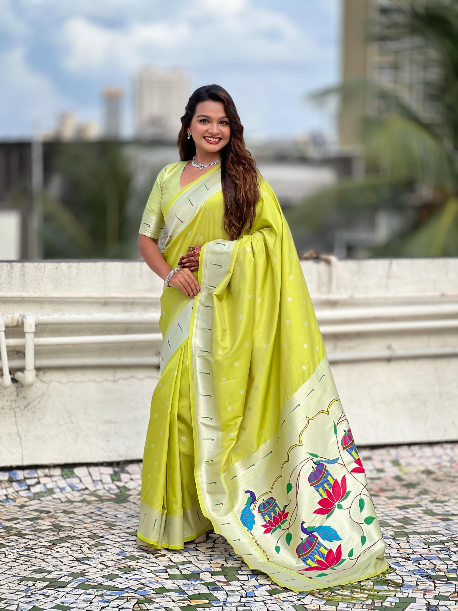 Pista Paithani Silk Saree