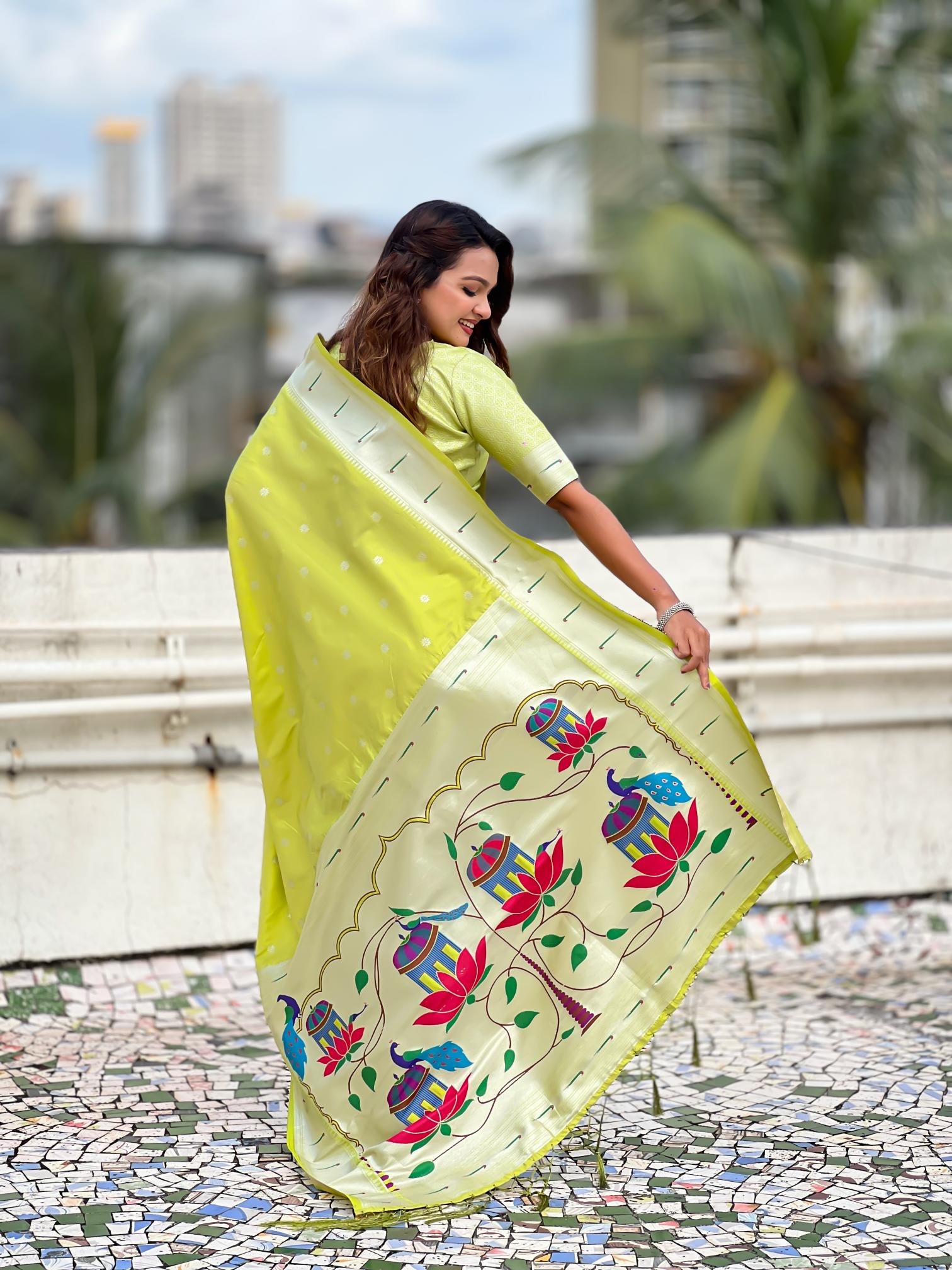 Pista Paithani Silk Saree — alternate view