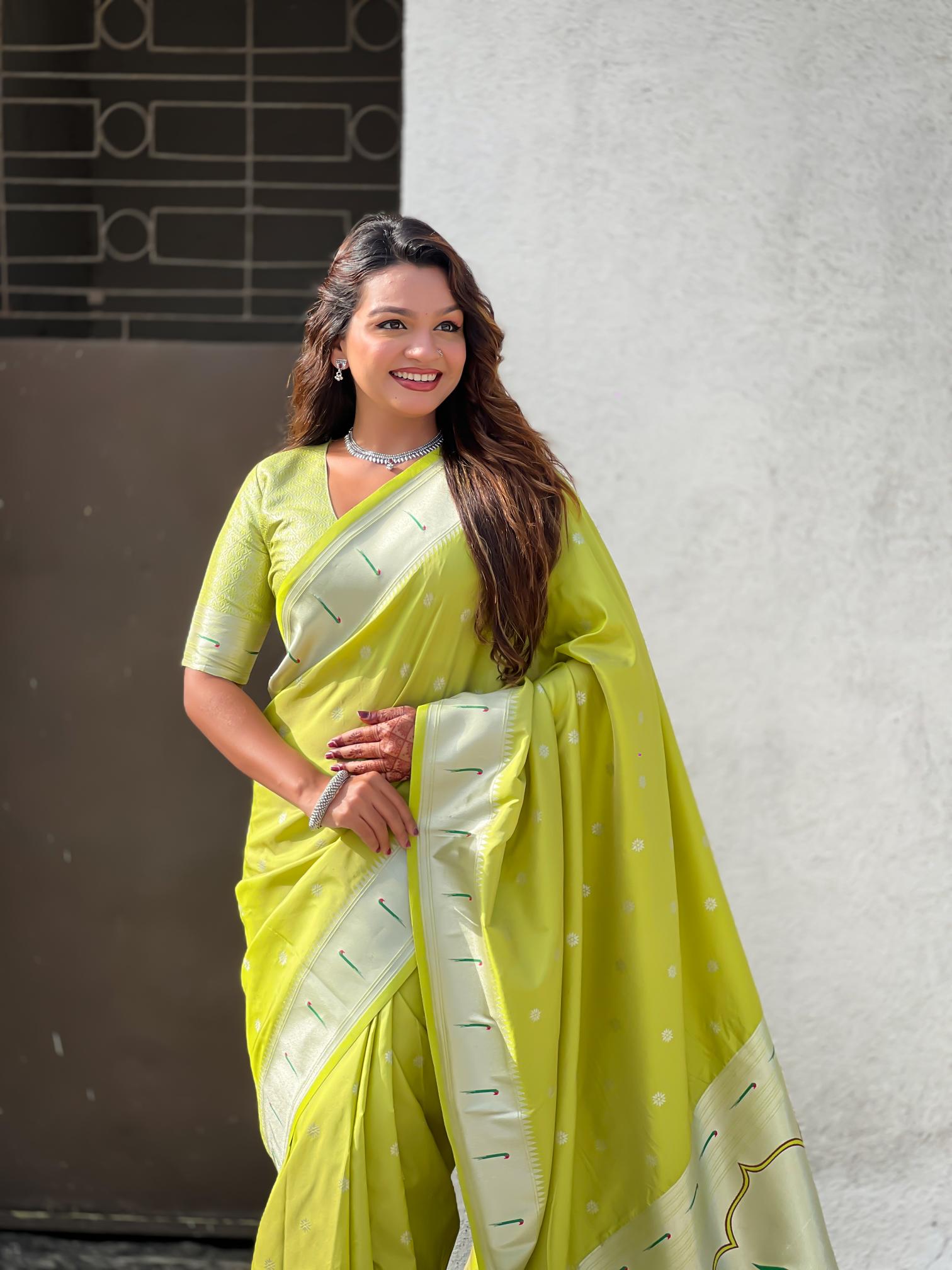 Pista Paithani Silk Saree