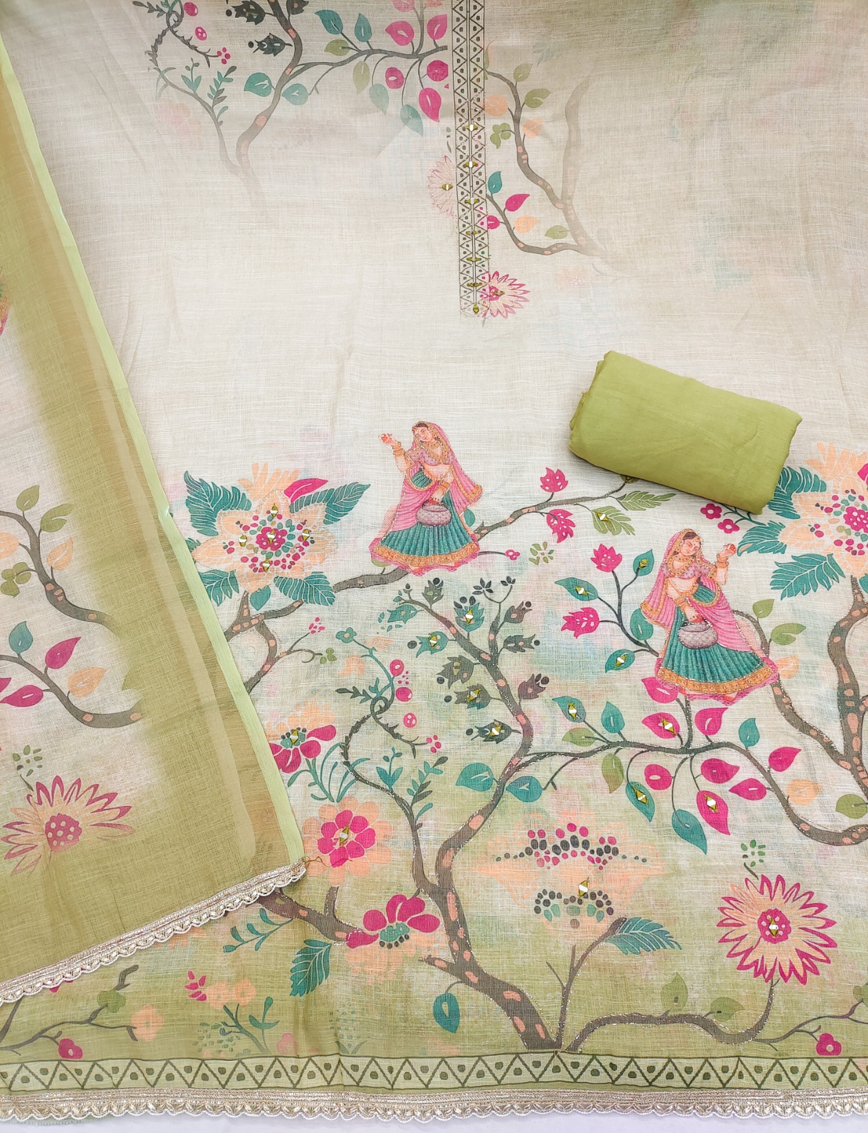 Pista Printed Linen Cotton Salwar Suit — alternate view