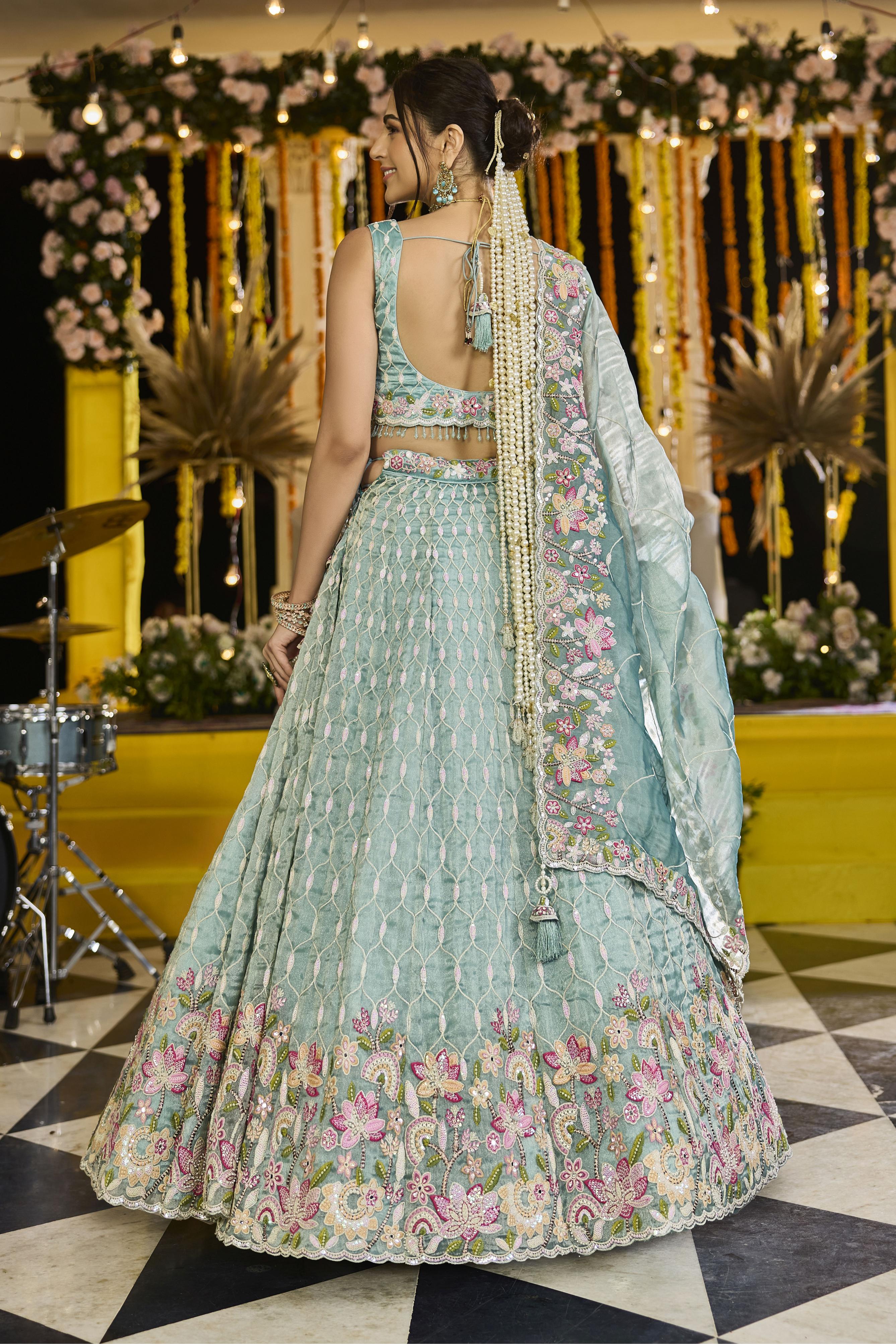 Pista Satin Silk Lehenga Choli — alternate view